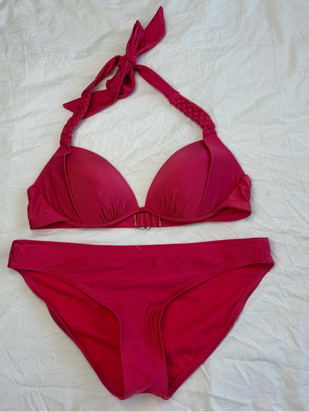 Women's Halter Push-Up Bikini Set in Fuchsia